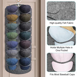 HASTHIP Nylon Hat Organizer for Baseball Caps with 14 Pockets featuring Easy‑Grab Layout | Grey Over Door Storage for Closet and Bedroom