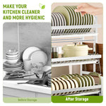 HASTHIP Dish Drying Rack for Kitchen Organization with 3 Layers 43x25x60cm Stainless Steel | Removable Water Catch Tray