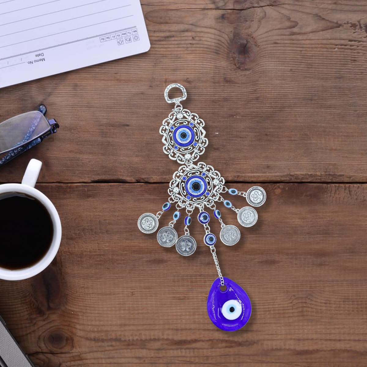 HASTHIP Evil Eye Hanging for Door and Wall Decoration with 38cm Raindrop Blue Resin | Home Protection Charm