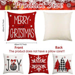 HASTHIP® 4Pcs Christmas Square Pillow Covers 15.7 inches SquareLinen Printed Pillow Cover Classic Christmas Sofa Pillow Covers SquarePillow Covers for Christmas