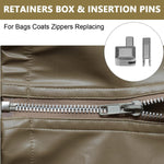 Zipper Repair Kit 13 Sets Metal Retainer Insertion Pins, Zipper Top/Bottom Stop Zipper Fix Plug, Repair Down Zipper Stopper - 3 Colors, Size 8/5/3