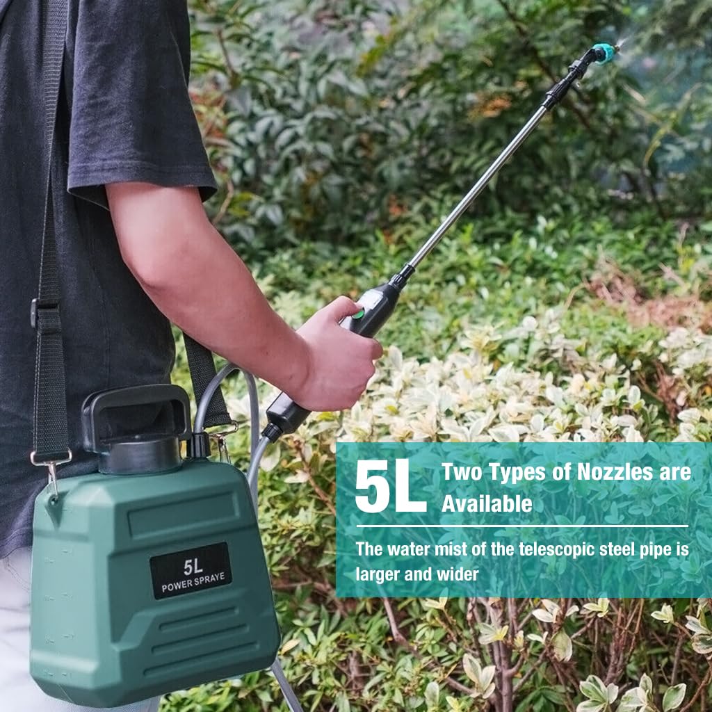 HASTHIP Electric Sprayer for Gardening with 5L Tank and 92cm Telescopic Rod | USB Rechargeable