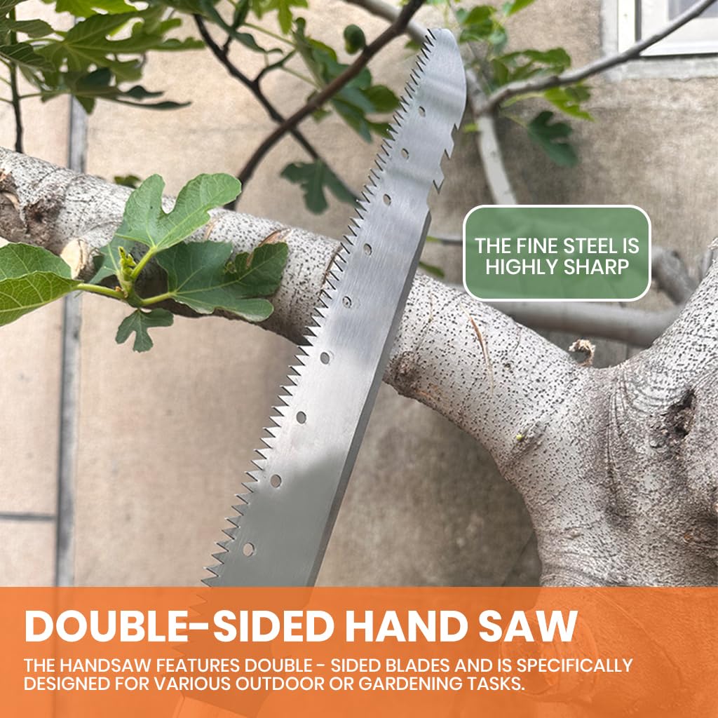HASTHIP Hand Saw for Gardening with 77cm Double Sided Blade and Wooden Handle | Detachable Screw Fasteners