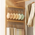 HASTHIP Belt Organiser for Wardrobe featuring 12 U Shaped Hooks 41x8cm Wooden Pull Out Design