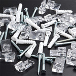 HASTHIP Mirror Holder Clips Kit for Wall Mounting with Screw Fixed Design Clear Plastic 20 Pack