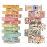 18 Rolls Cute Pets Washi Tape Set Gold Embellishment Decorative Masking Tapes for Arts, DIY Crafts, Bullet Journals, Planners, Scrapbook, Wrapping,Travel