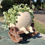 HASTHIP® Smily Face Planter Pot Resin Planter Pot Creative Succulent Plants Pot Desk Decor Smily Face Resin Flower Planter