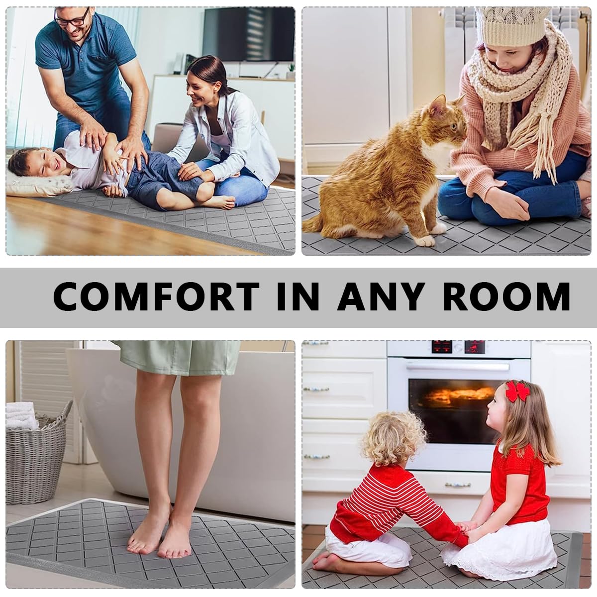 HASTHIP Anti Fatigue Mat for Kitchen and Office with Non Slip Surface 17 x 28 in Grey