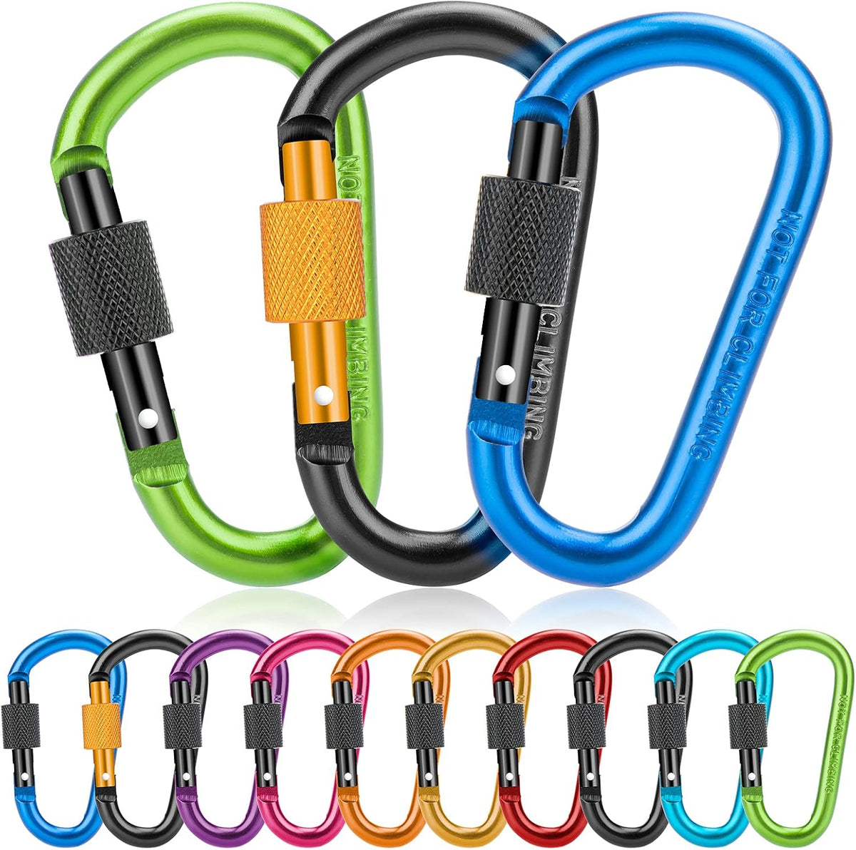 HASTHIP® Paquete de 10 mosquetones con tapón de rosca
