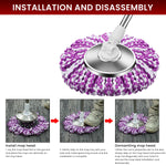 HASTHIP 360° Spin Floor Mop for Hardwood Tile & Laminate Floors with 14‑inch Head | Microfiber Wet and Dry Cleaning