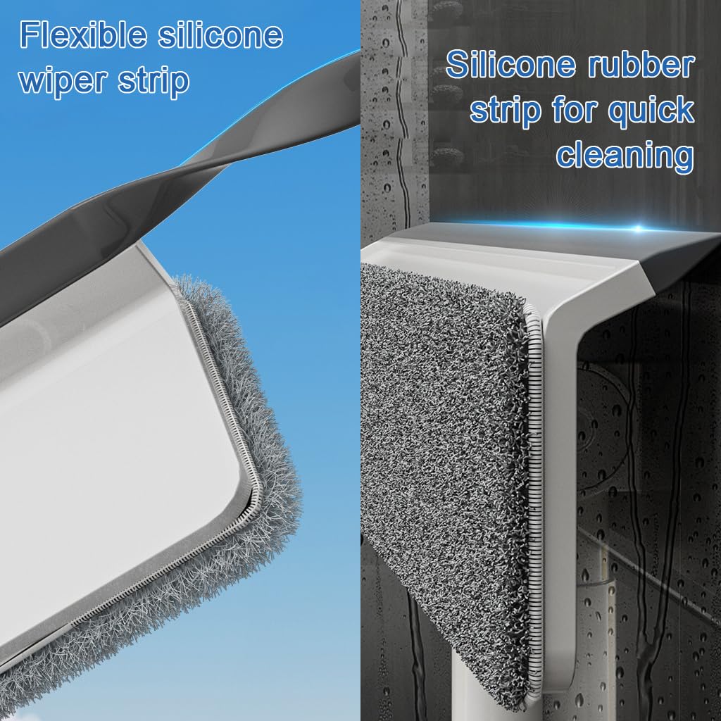 HASTHIP Window Cleaner Wiper for Home and Car with 43 in Long Handle | 2 in 1 Microfiber Mop and Water Squeegee