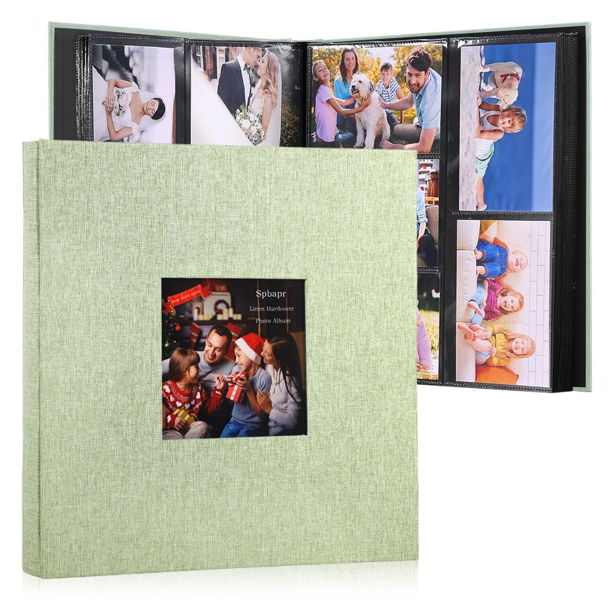 HASTHIP® Photo Album Cloth Hardcover, Album for Photos Collection with 600 Clear Photo Pockets, Family Scrap Books for Baby Milestone, Wedding and Travel, 33.5x34x5cm