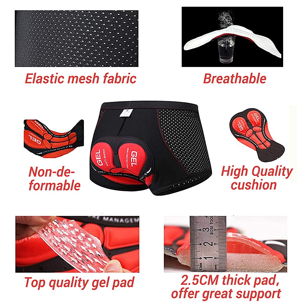 HASTHIP® Pantalones Cortos de Ciclismo para Hombre y Mujer con Acolchado 3D de Gel y Espuma,Antideslizantes,Transpirables Secado Rápido Ropa Interior Deportiva para Bicicleta Negros (M)