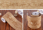 HASTHIP Floral Pattern Peel and Stick Wall Border for Home Decor with PVC Waterproof Design | 4 inch x 16.4 feet Gold Trim