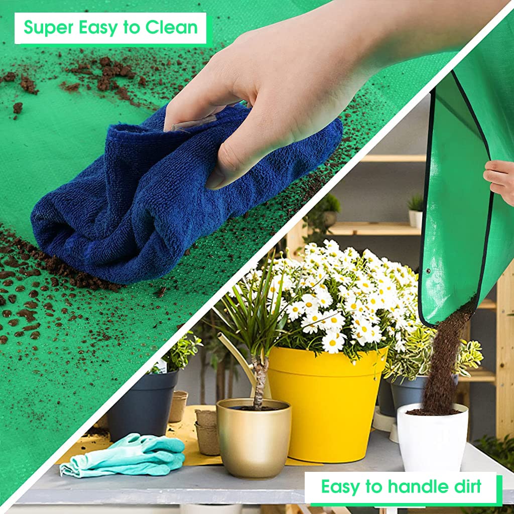 HASTHIP Gardening Mat for Indoor Plant Care featuring 4 Metal Snap Buttons and Waterproof PE 75×100cm