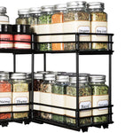 HASTHIP® Kitchen Organizer Double Layer Seasoning Bottle Organizer Rack Pull Out Cabinet Organizer Rack Space Saving Seasoning Jar Organizer Holder for Countertop, Cabinet, Shelf, 26x15x21.8cm