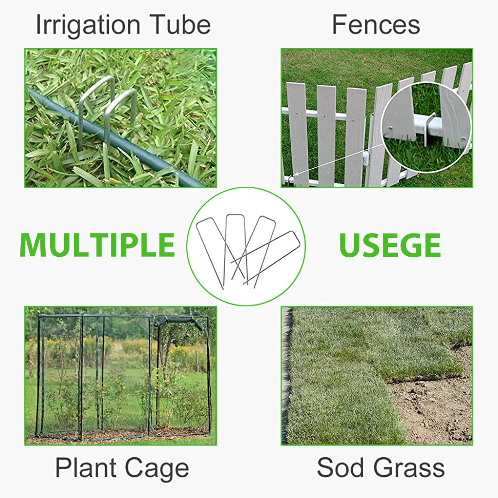 HASTHIP Landscape Staples for Garden and Lawn Use with 50 Pcs 6 in U Shape Steel Pegs
