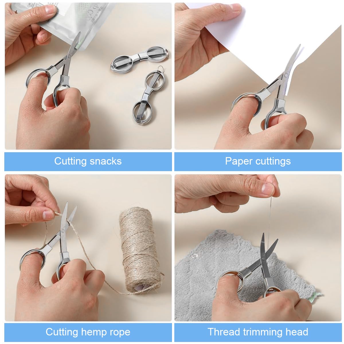 HASTHIP Folding Scissors for Travel and Home Use with Retractable Design | 2pcs Stainless Steel Blades