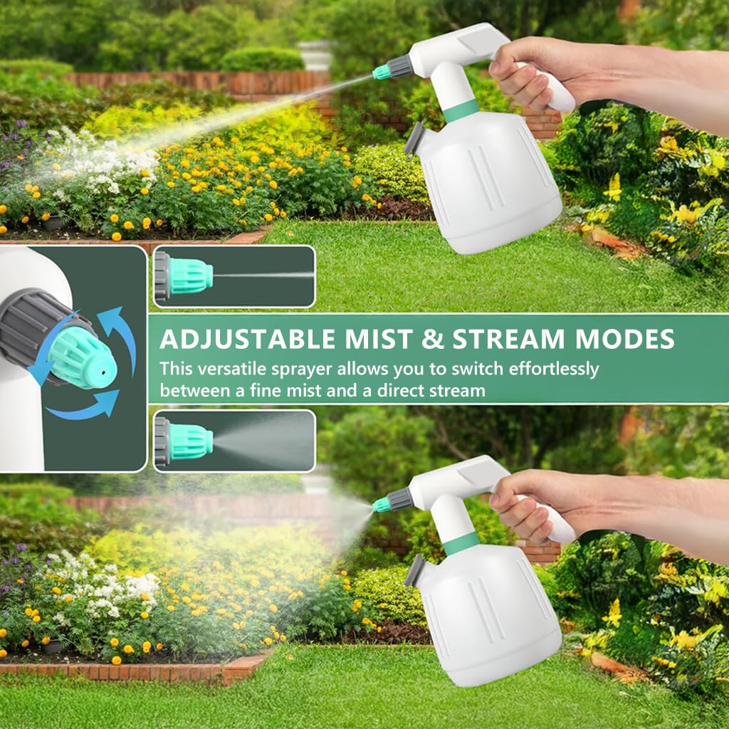 HASTHIP Electric Sprayer 2L for Garden and Cleaning with Adjustable Mist & Stream Modes | USB Rechargeable Handheld Mister