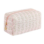HASTHIP® Neceser de Maquillaje con Estampado Floral, Bolsa Cosmética de Viaje Grande y Suave con Cremallera, Organizador Portátil para Mujer, Tela Resistente Rosa 20.5x9x9.5cm
