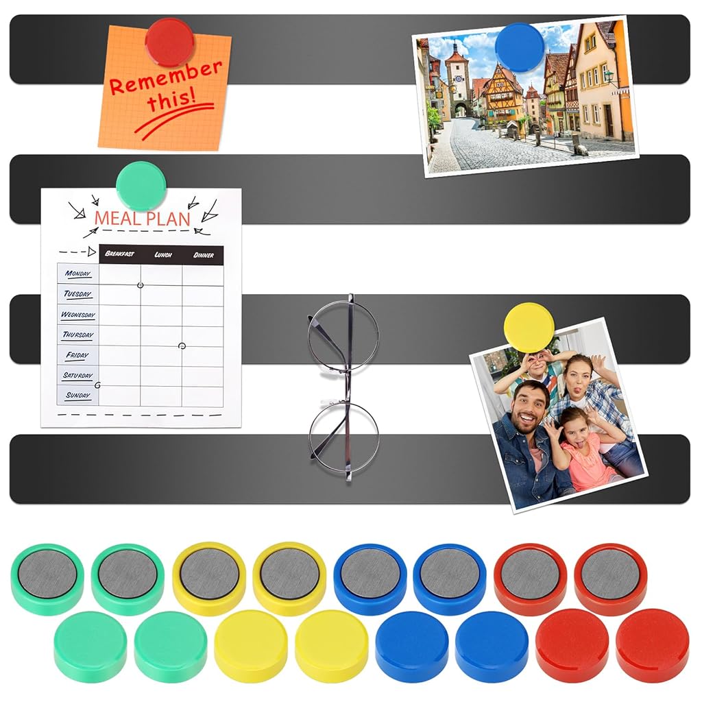 HASTHIP® 30x3cm, Pack of 4 Stainless Black Boards Strips, Adhesive Backing Bulletin Bar Board,