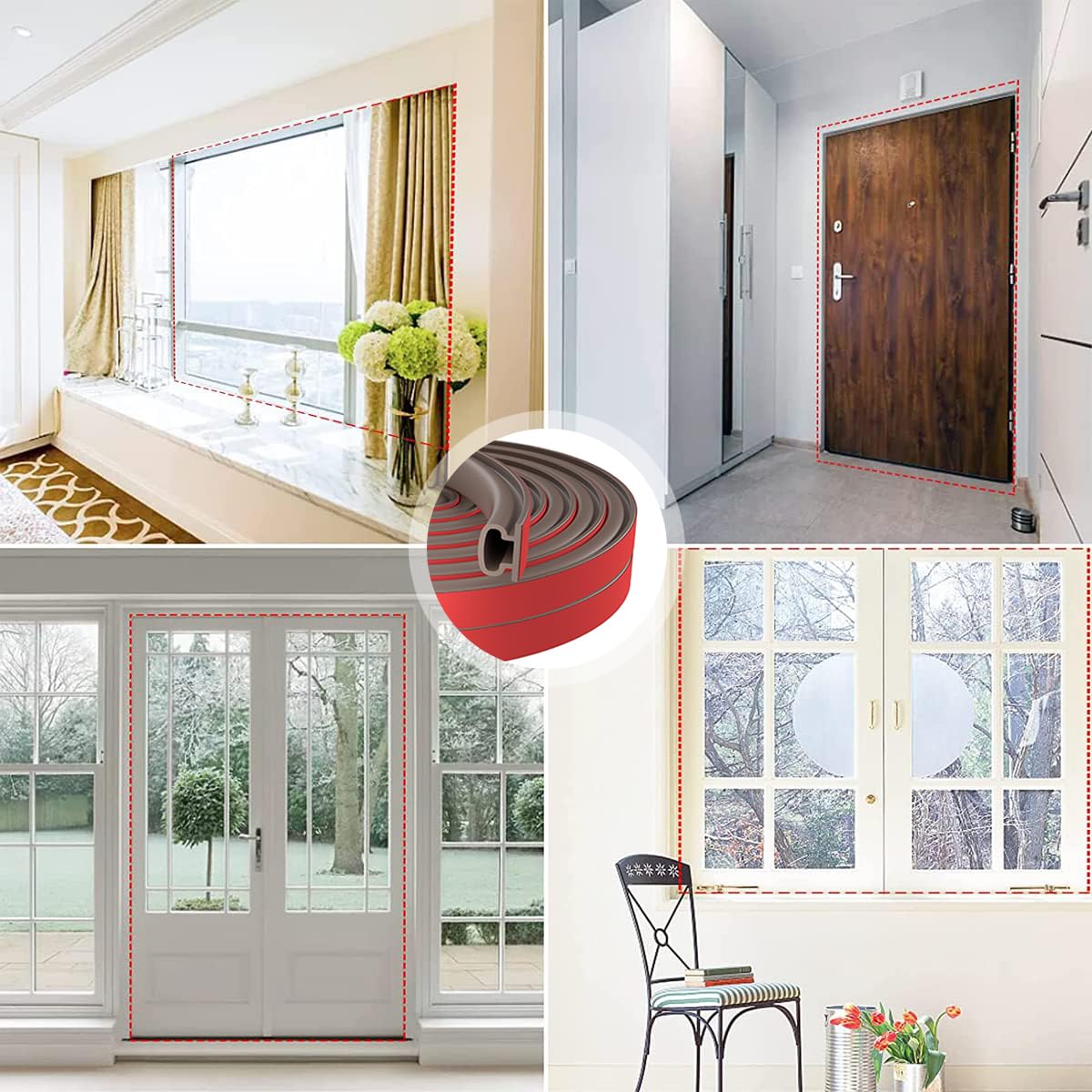 HASTHIP Door Seal Strip for Home and Office featuring Self Adhesive TPE Rubber 19.7 ft | Noise Reduction and Cuttable Design