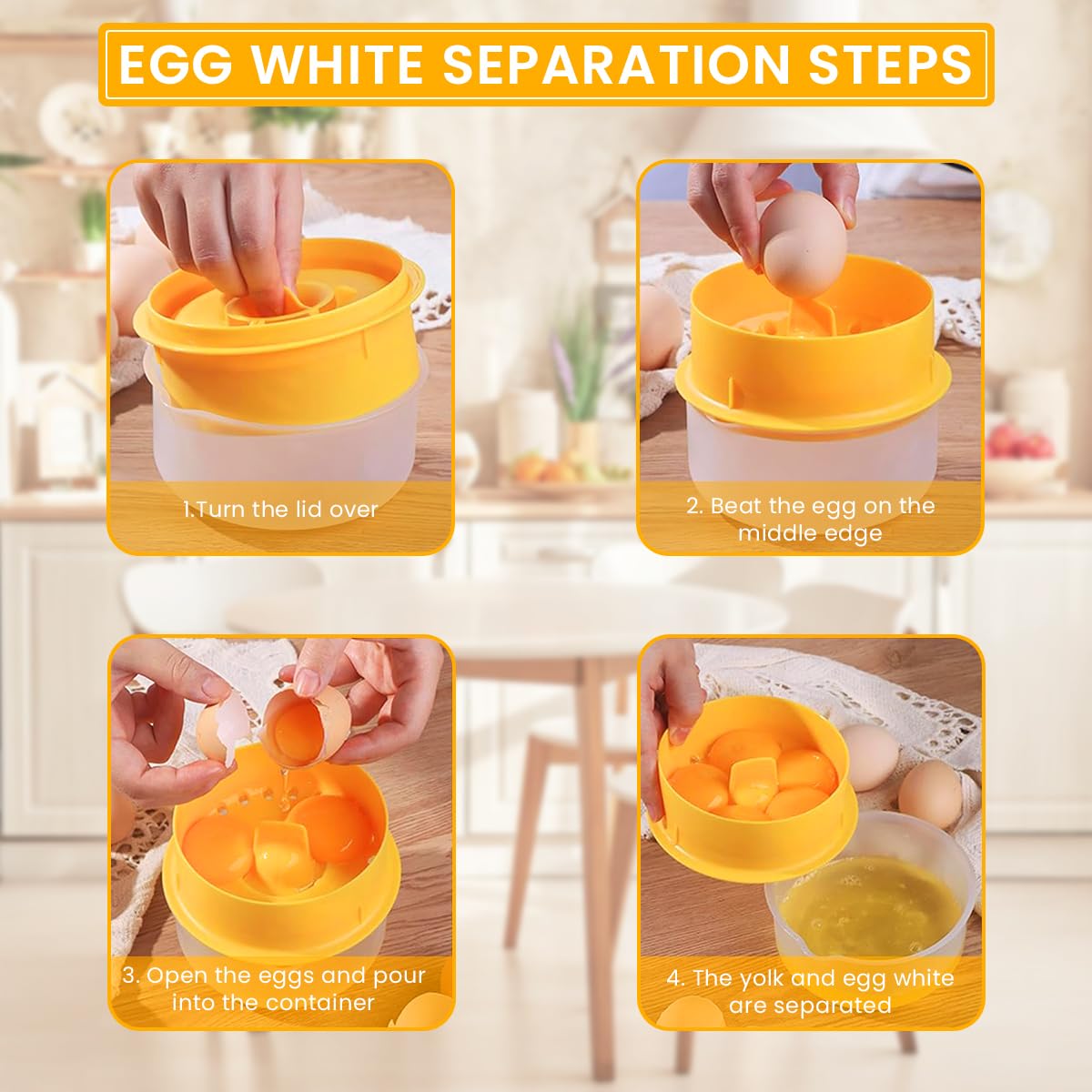 HASTHIP Egg Separator for Baking with Built In Cracker Tool and Easy Pour Storage Box