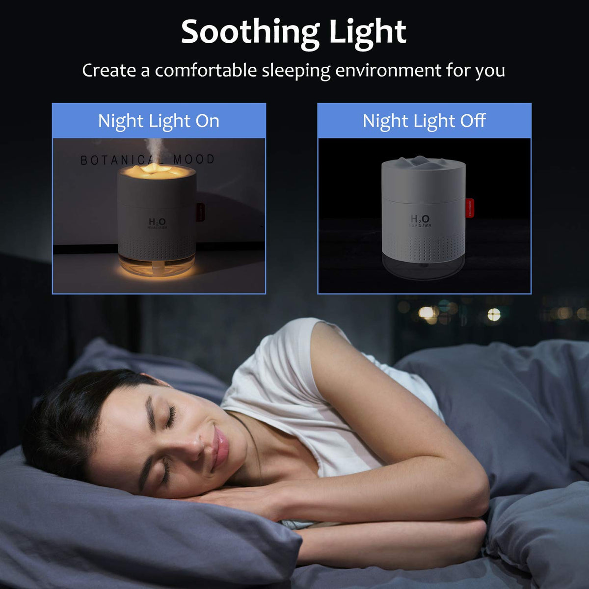 500ml Mini Silent Humidifier Household Car Humidifier Desktop Humidifier with Atmosphere Light Car Office Kids Room Bedroom Auto Shut-Off, 2 Spray Modes,LED (white)