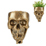 HASTHIP Halloween Skull Wall Planter for Garden Decor 12.5x19.5cm featuring Resin Body and Golden Finish | Gothic Room Accent