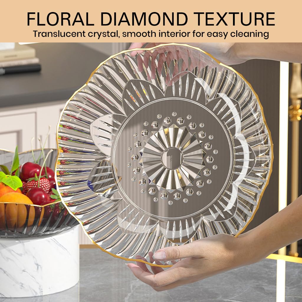 HASTHIP Silicone 3 Tier Dessert Serving Tray for Weddings with Golden Edges and Bear Handle