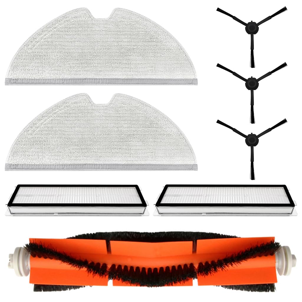 HASTHIP Replacement Vacuum Cleaner Accessories for Dreame D9 Max with 8 Piece Set | Includes Main and Side Brushes Filters and Mop Cloths