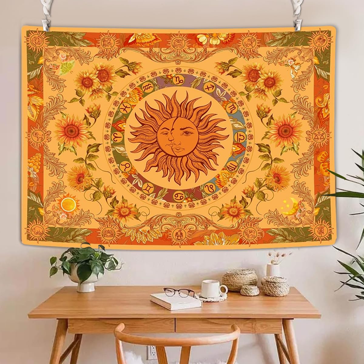 HASTHIP Sun and Moon Tapestry for Bedroom and Living Room Decor 51x59 in | Soft Polyester Wall Hanging