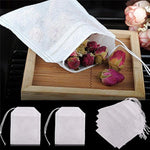 HASTHIP Disposable Tea Filter Bags for Loose Leaf Tea featuring Drawstring Design and 100 Pcs | Non Woven Fabric 2.16 x 2.75 in