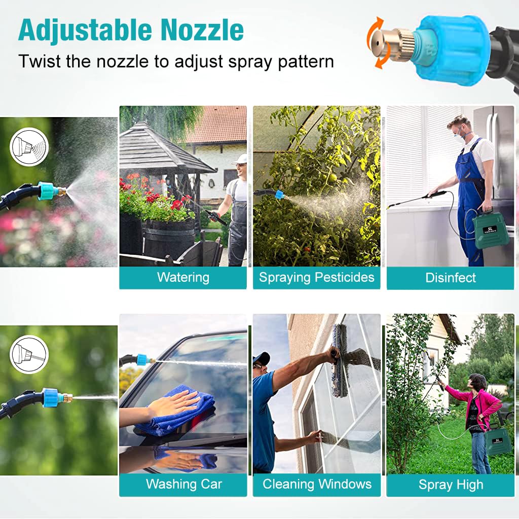 HASTHIP Electric Sprayer for Gardening with 5L Tank and 92cm Telescopic Rod | USB Rechargeable