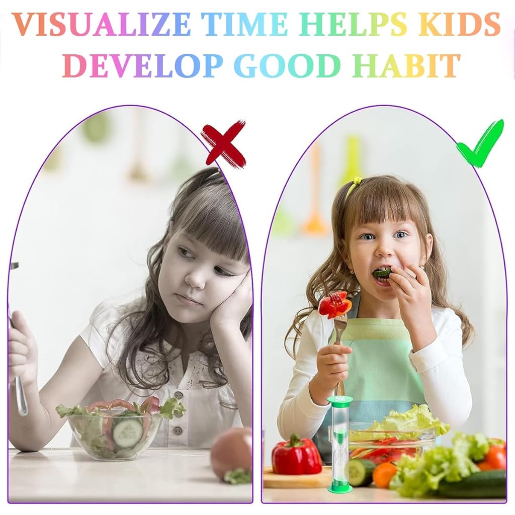 HASTHIP® 12 Pack Hour Glass Sand Timer Small Sand Clock Hourglass Kids Classroom Sandglass, 30Sec 1Min 2Mins 3Mins 5Mins 10 Minutes - 3.4in High