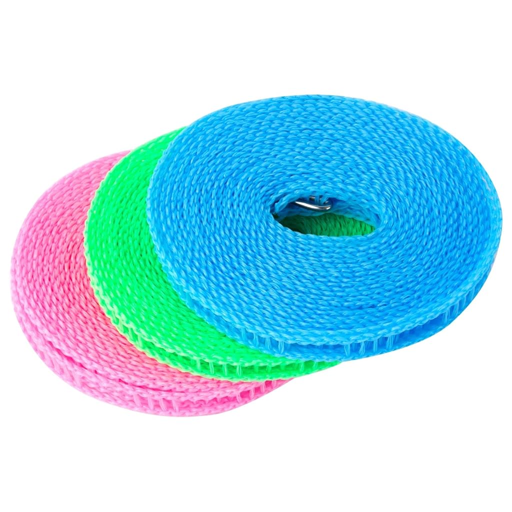 HASTHIP® 3 Rollos Cuerda de Tendero Antideslizante y a Prueba de Viento 5m para Colgar Ropa Viaje,Camping,Hogar y Exterior
