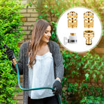 HASTHIP Garden Hose Tap Connector Set for 1/2 and 3/4 Inch Faucets with 360° Rotation | Solid Brass 8PCS Quick Connect Adapters