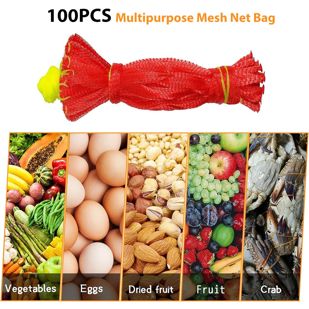 100pcs 40cm Packing Net for Watermelon, Fruit, Vegetables, Toys, Seafood, Multipurpose Reusable Melon Mesh for Trellis Vertical Garden Growing