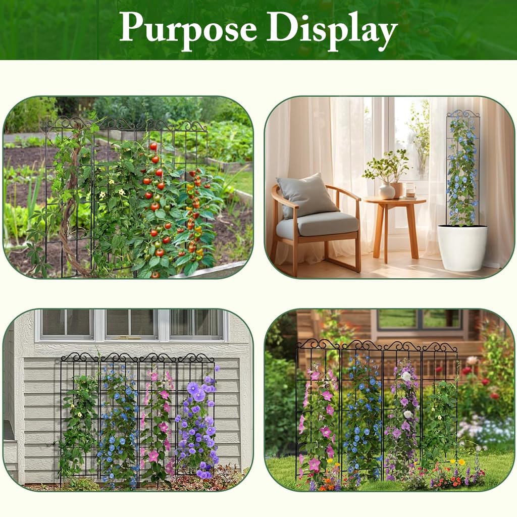 HASTHIP Metal Garden Trellis for Climbing Plants with Insert Support 50x15 cm | Weather‑Resistant 2 Pack