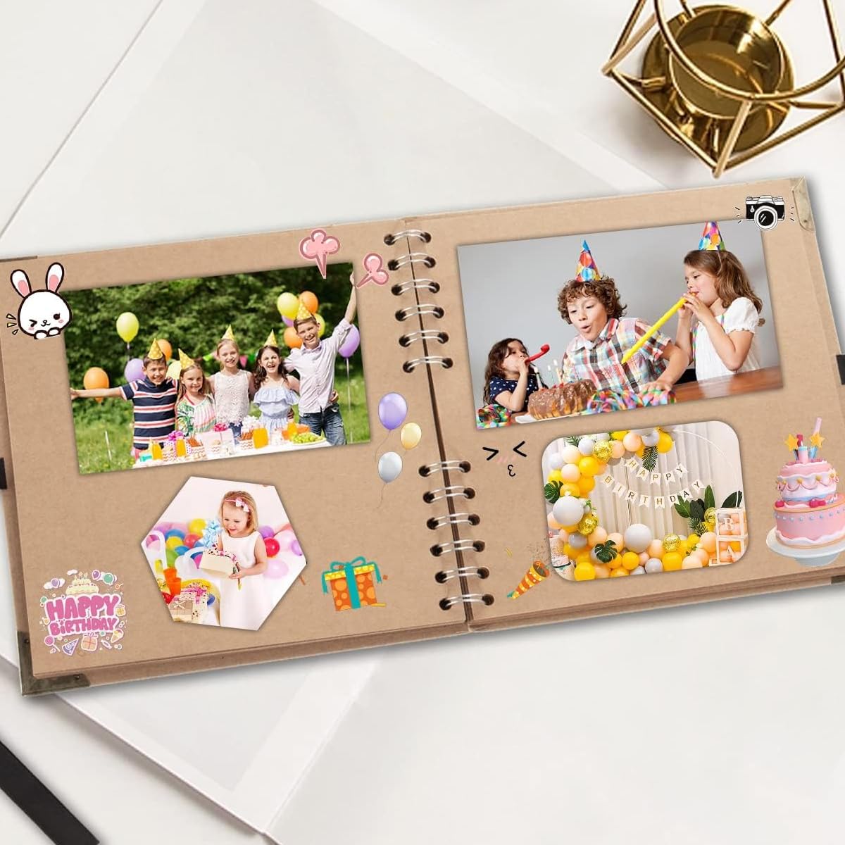 HASTHIP Scrapbook Album 8x8 with 60 Blank Pages for DIY Art and Baby Milestone Memories | 3PCS