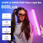 HASTHIP RGB Video Stick Light with Magnetic Mount & Rechargeable Battery
