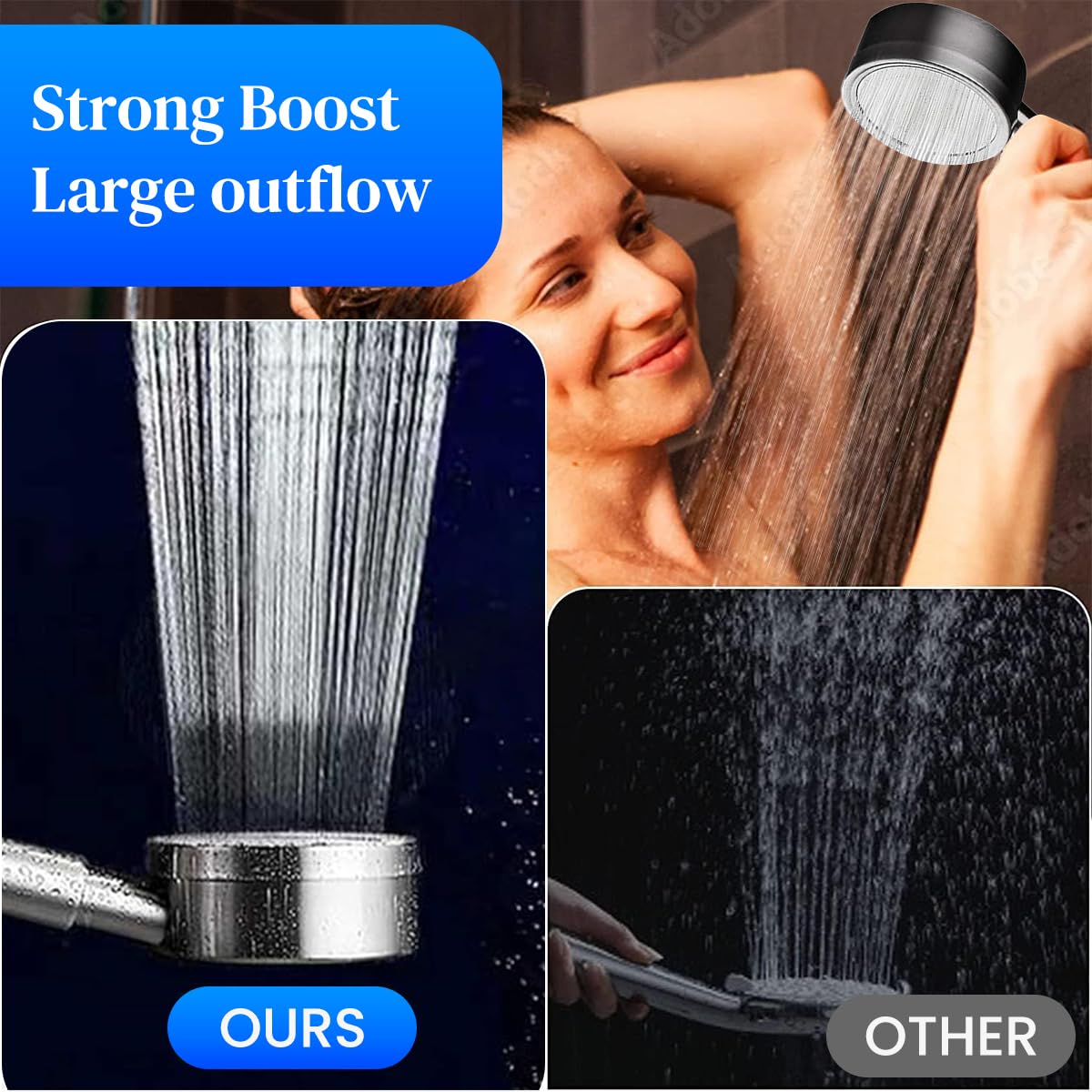 HASTHIP Hand Shower Head for Bathroom with 2.5 GPM Pressure Increaser and 304 Stainless Steel
