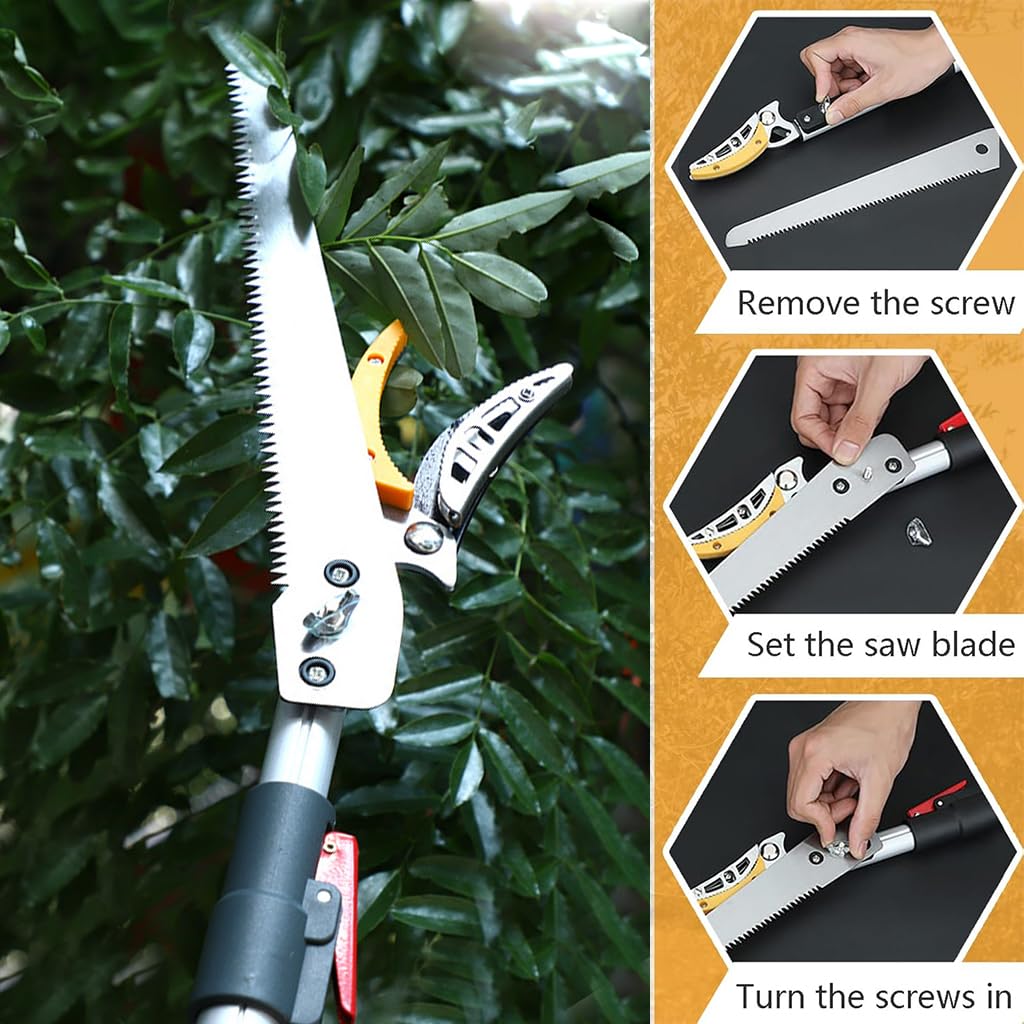 HASTHIP Extendable Tree Pruner for High Branch Cutting with 5.9–9.8 ft Telescopic Pole and SK5 Steel Blade | Ideal for Fruit Trees and Garden Trimming
