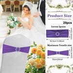HASTHIP Chair Sashes for Wedding Banquet and Party featuring Tie Free Spandex Bands 20Pack Purple