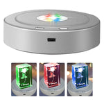 HASTHIP Rotating Display Stand for Crystal Crafts with 8 Light Modes and USB or Battery Power | 360° LED Turntable Base