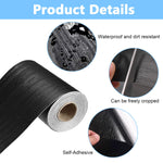HASTHIP Wood Grain PVC Solid Stickers for Walls and Floors with Self Adhesive Backing | 32.8Ft x 3.9 Inches Waterproof Black Wooden Border