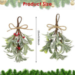 HASTHIP Artificial Christmas Mistletoe for Doors and Walls with Rope Hanging | 2 PCS 9 in Branches with Red and White Berries