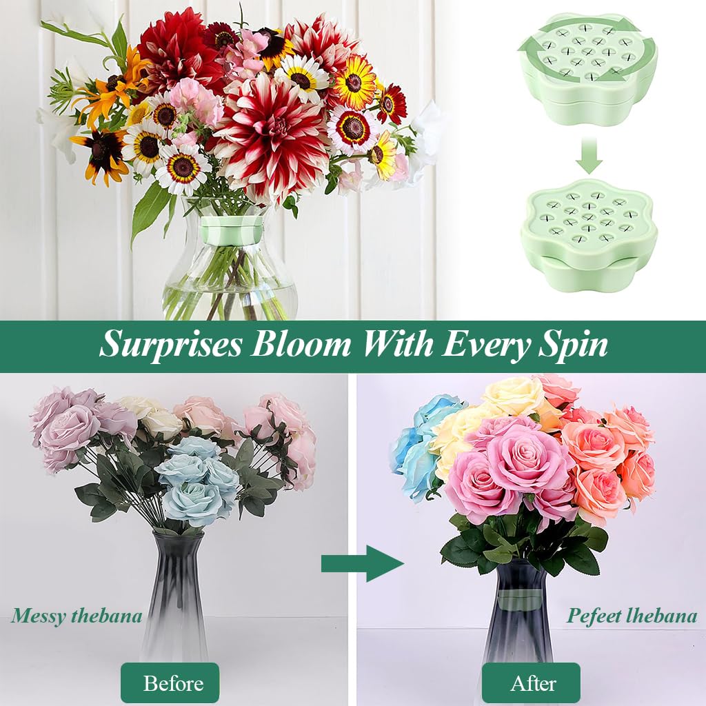HASTHIP Spiral Ikebana Stem Holder for DIY Flower Arrangement featuring 2Pcs Silicone Spiral Ring | Ideal for Bouquets and Home Decor