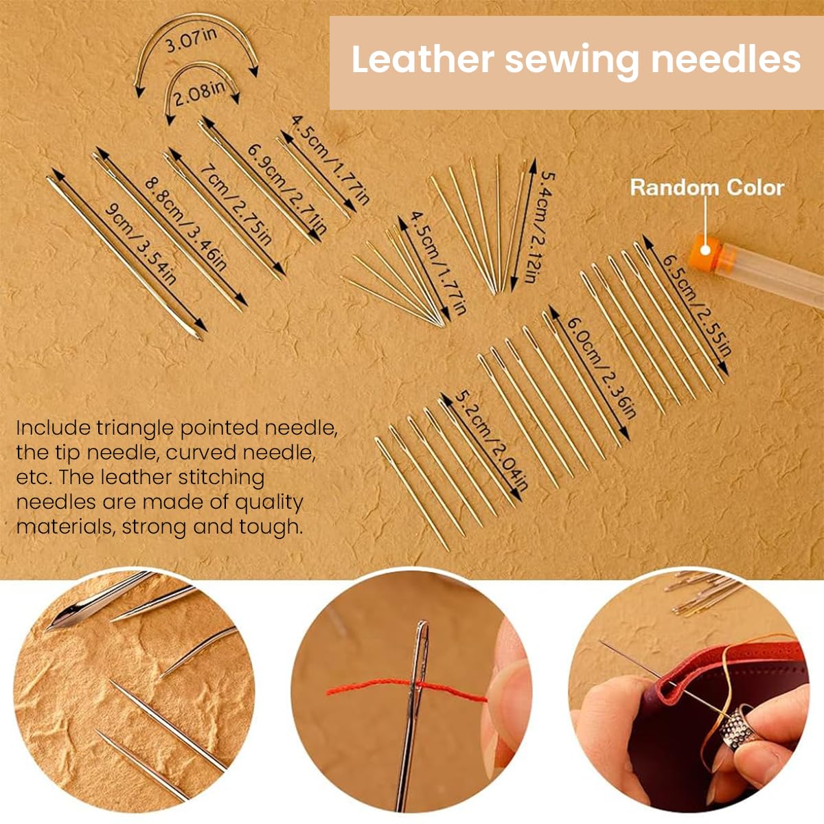 HASTHIP Leather Sewing Kit for Upholstery Repair with 59 Pcs Needles and Waxed Thread