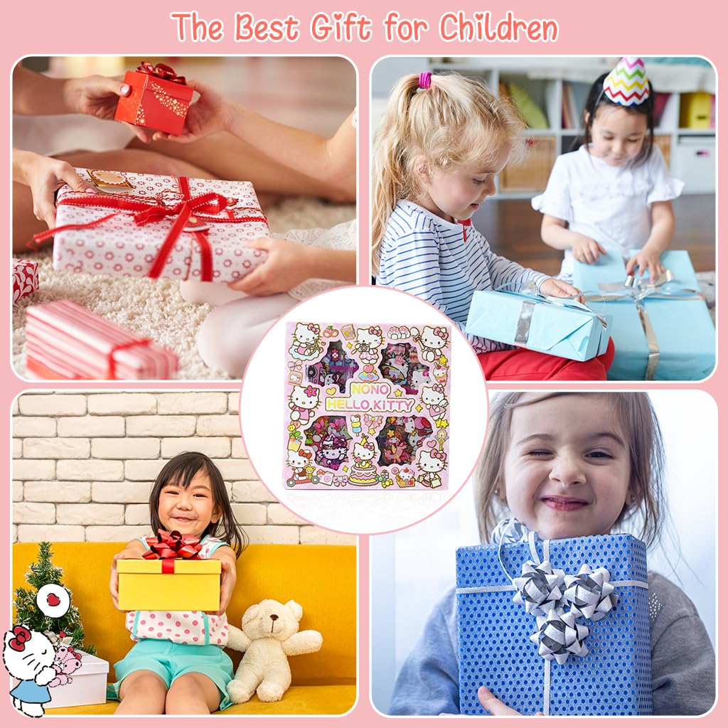 HASTHIP® 100Pcs Cute Cartoon Stickers PET Hello Kitty Sticker & Washi Stickers Set DIY Scrapbooking Kawaii Hello Kitty Stickers for Phone Case, Laptop Cover, Kids Water Bottle